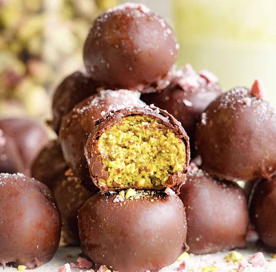 Receta de trufas de pistacho y chocolate